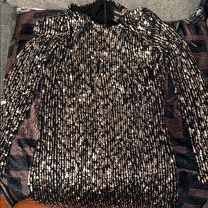 Karen Kane Black and Silver Sequin Top